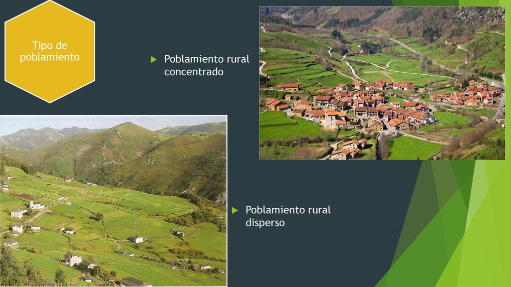 Tipo de poblamiento Poblamiento rural concentrado Poblamiento rural disperso