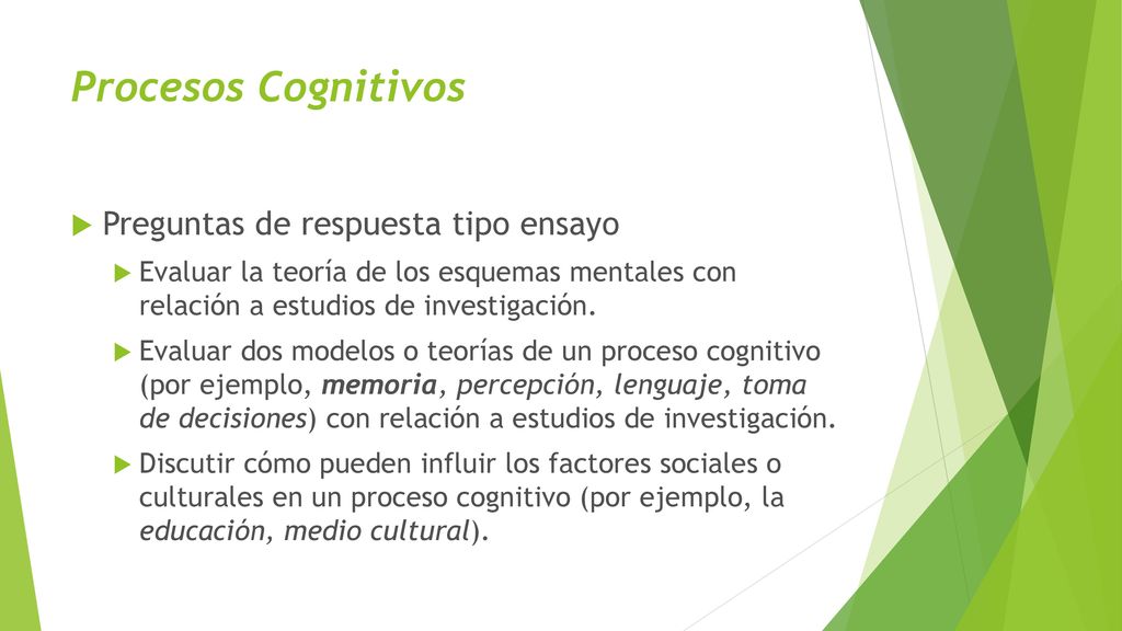Procesos Cognitivos Preguntas de respuesta tipo ensayo