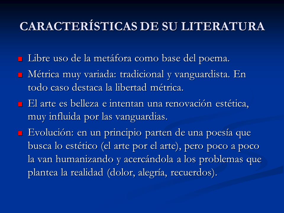 CARACTERÍSTICAS DE SU LITERATURA