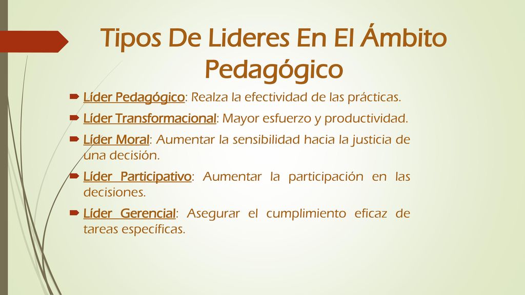 Tipos De Lideres En El Ámbito Pedagógico