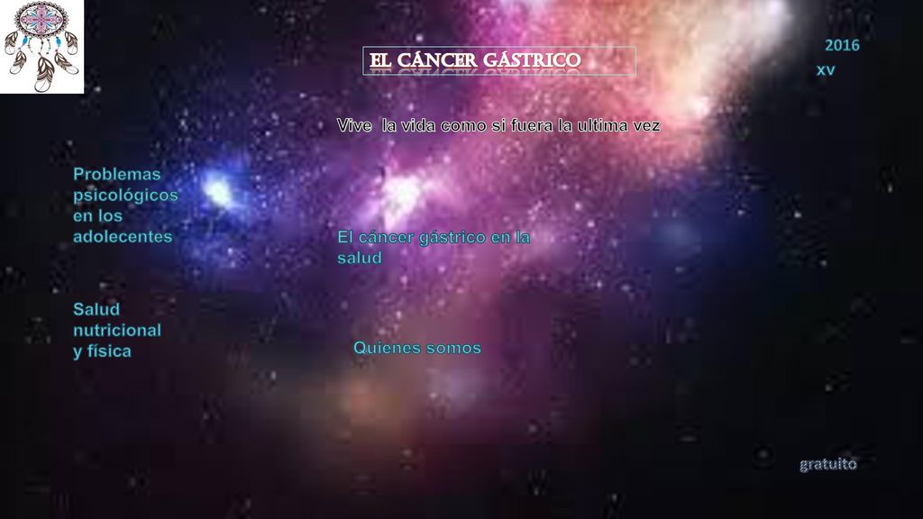 2016 El Cáncer gástrico. xv. Vive la vida como si fuera la ultima vez. Problemas psicológicos en los adolecentes.