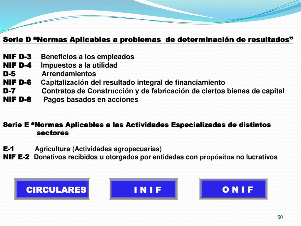 Serie D Normas Aplicables a problemas de determinación de resultados