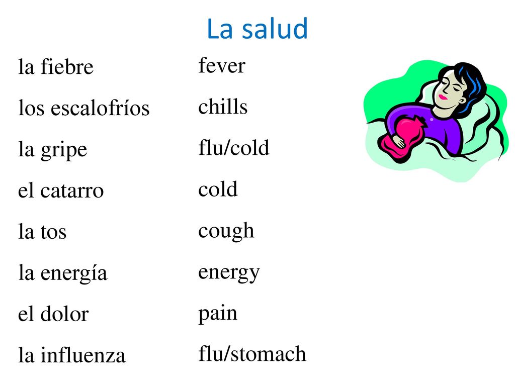 La salud la fiebre fever los escalofríos chills la gripe flu/cold