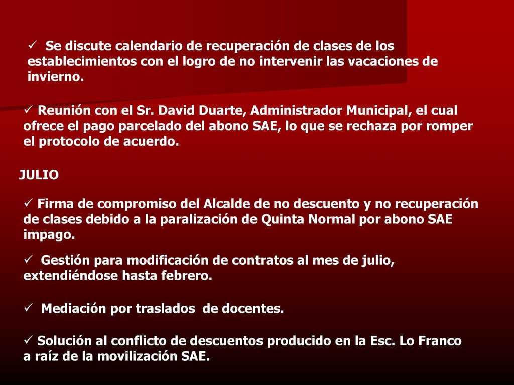Se discute calendario de recuperación de clases de los establecimientos con el logro de no intervenir las vacaciones de invierno.