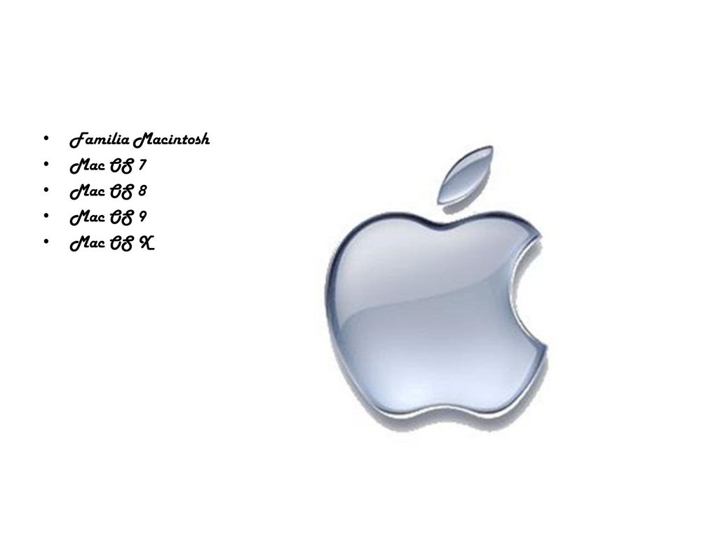 Familia Macintosh Mac OS 7 Mac OS 8 Mac OS 9 Mac OS X