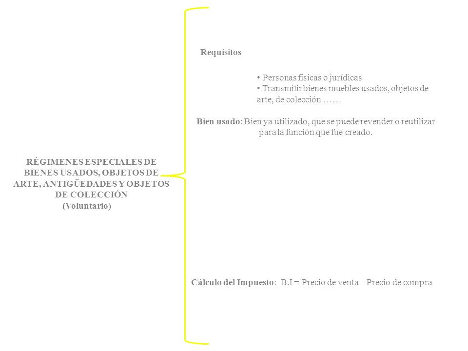 Requisitos Personas físicas o jurídicas. Transmitir bienes muebles usados, objetos de arte, de colección ……