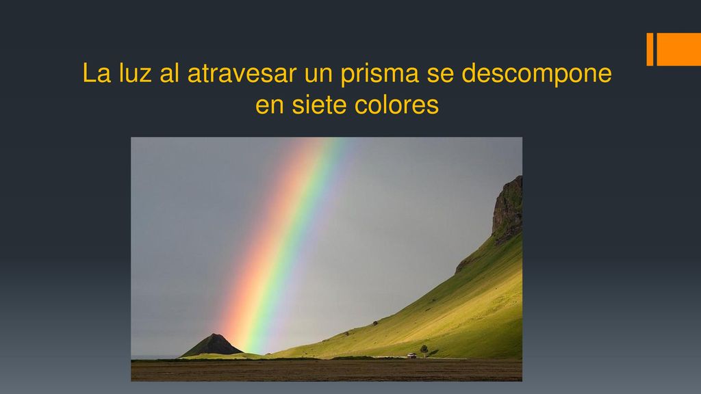 La luz al atravesar un prisma se descompone en siete colores