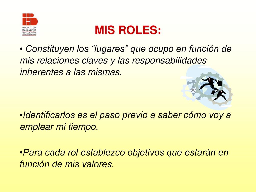 MIS ROLES: Constituyen los lugares que ocupo en función de mis relaciones claves y las responsabilidades inherentes a las mismas.