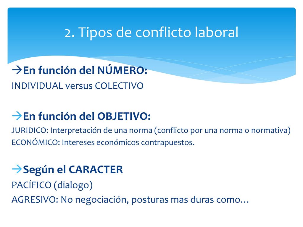 2. Tipos de conflicto laboral