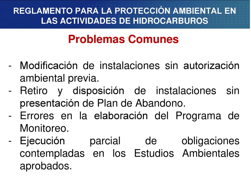 REGLAMENTO PARA LA PROTECCIÓN AMBIENTAL EN LAS ACTIVIDADES DE HIDROCARBUROS