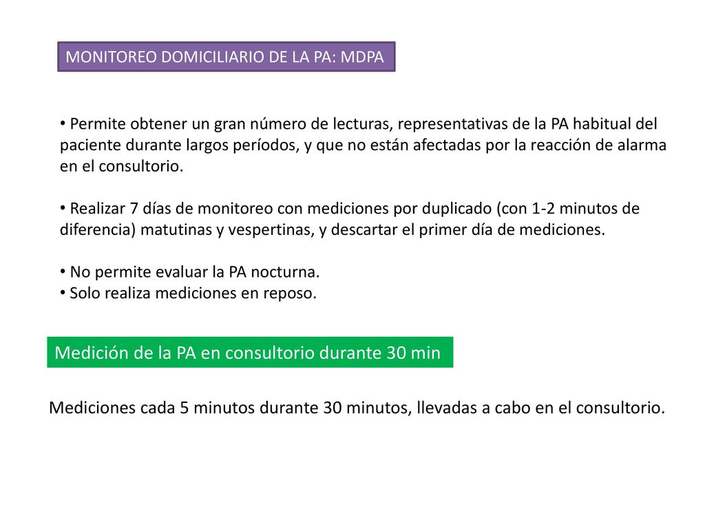 Medición de la PA en consultorio durante 30 min