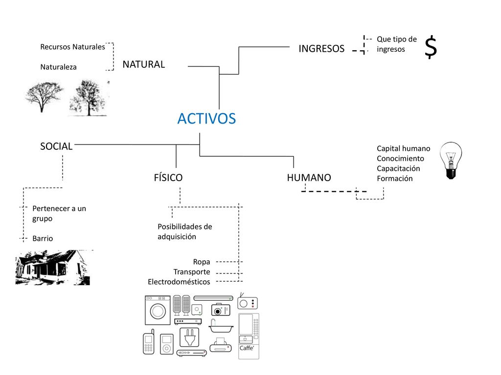 $ ACTIVOS INGRESOS NATURAL SOCIAL FÍSICO HUMANO Que tipo de ingresos