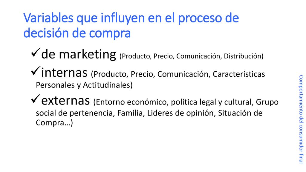 Variables que influyen en el proceso de decisión de compra