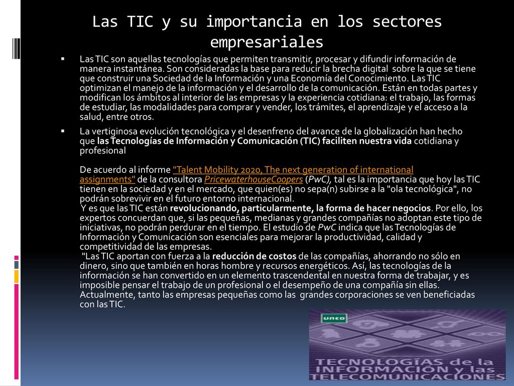 Las TIC y su importancia en los sectores empresariales