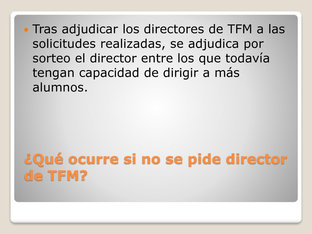 ¿Qué ocurre si no se pide director de TFM
