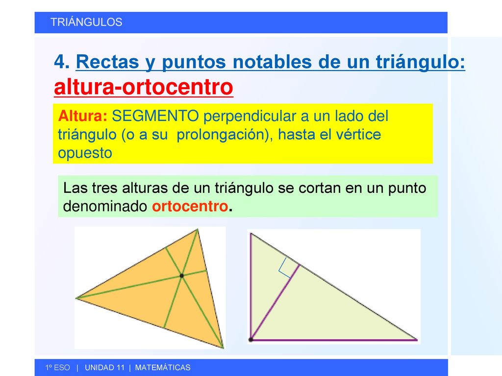 4. Rectas y puntos notables de un triángulo: altura-ortocentro