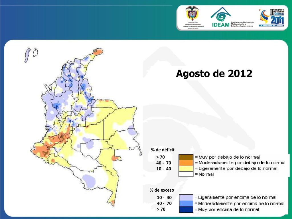 Agosto de 2012 % de déficit > % de exceso