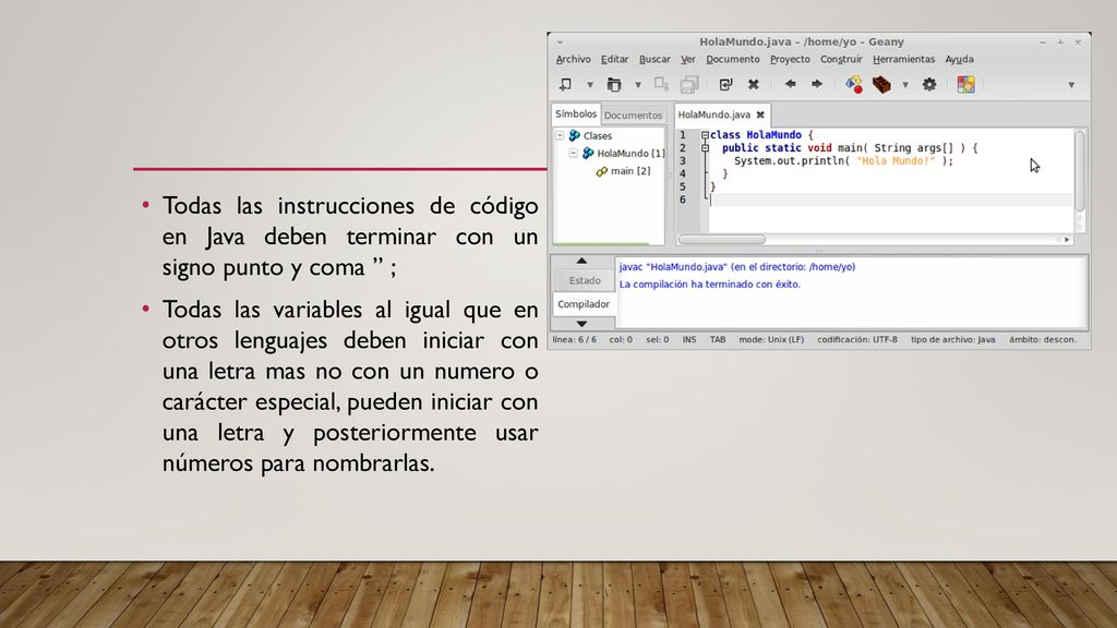 Todas las instrucciones de código en Java deben terminar con un signo punto y coma ;