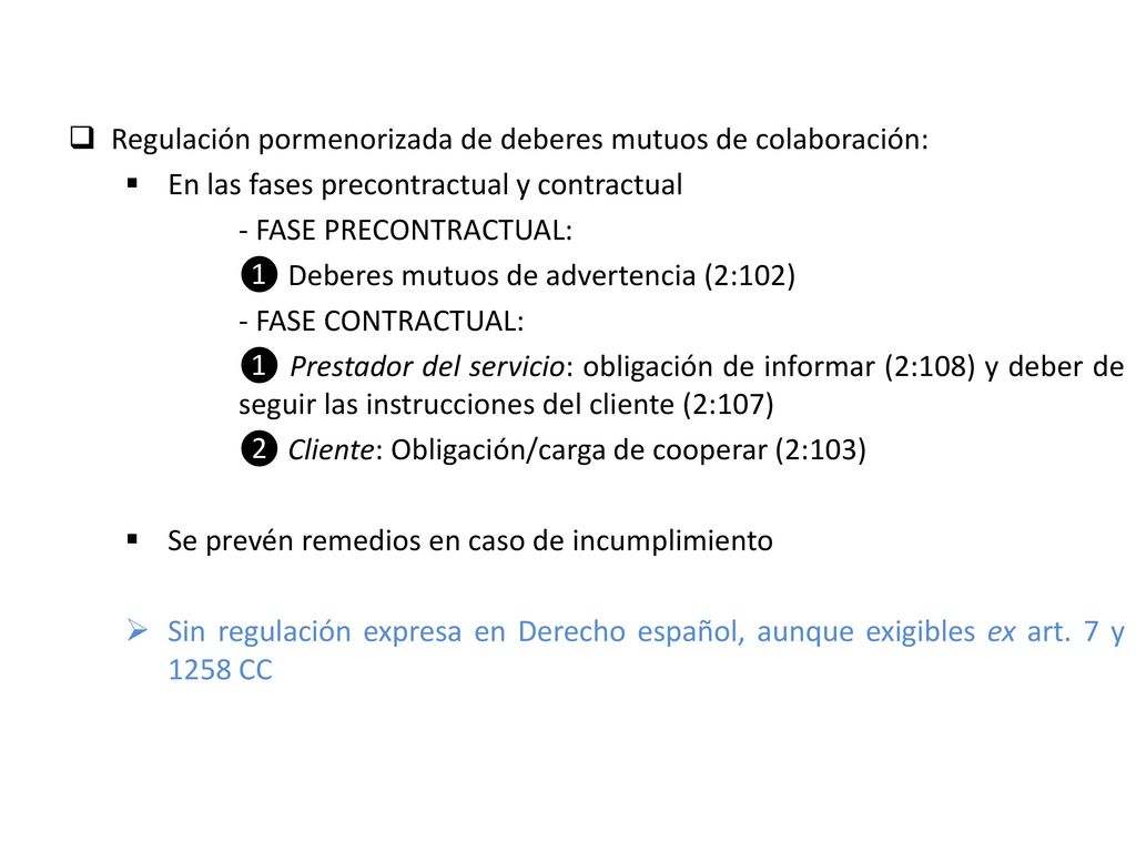 Regulación pormenorizada de deberes mutuos de colaboración: