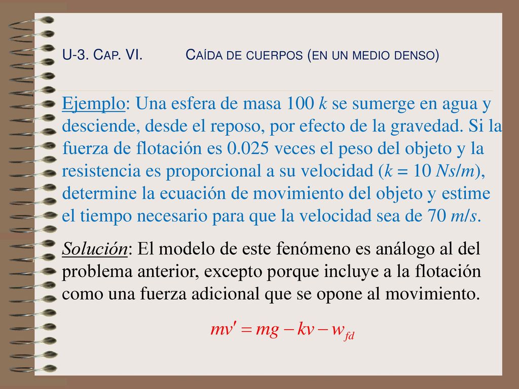 U-3. Cap. VI. Caída de cuerpos (en un medio denso)