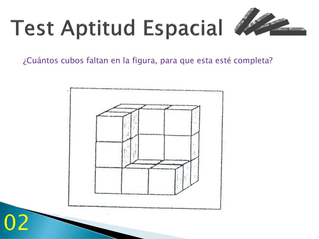 Test Aptitud Espacial ¿Cuántos cubos faltan en la figura, para que esta esté completa 02