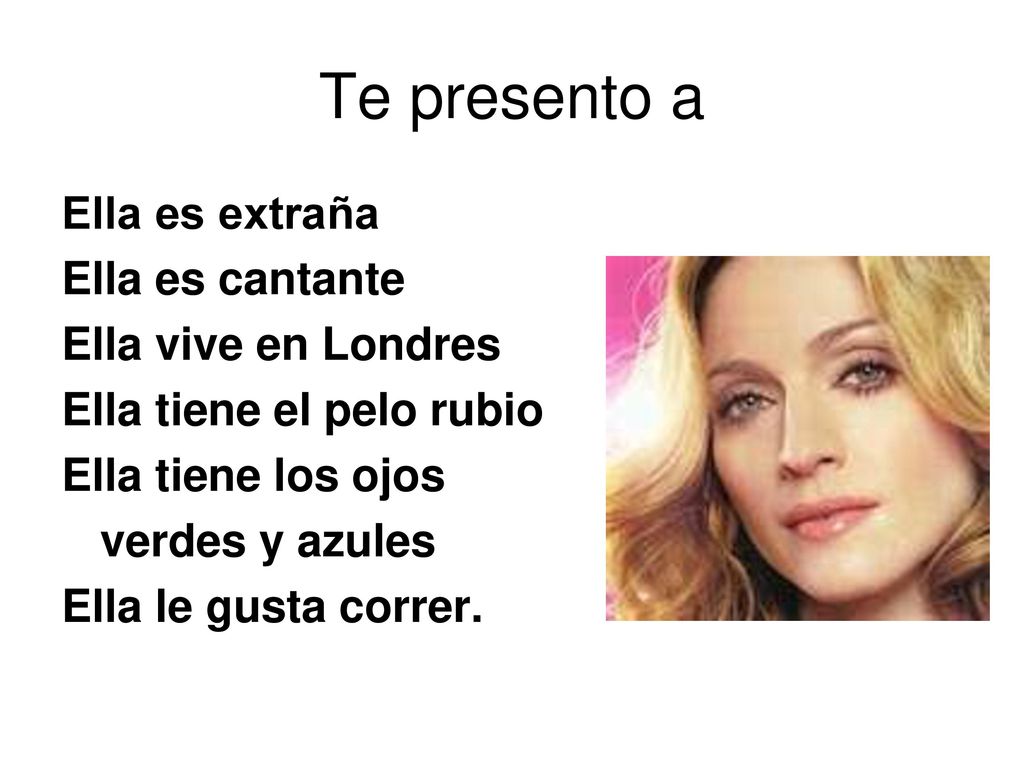 Te presento a Ella es extraña Ella es cantante Ella vive en Londres