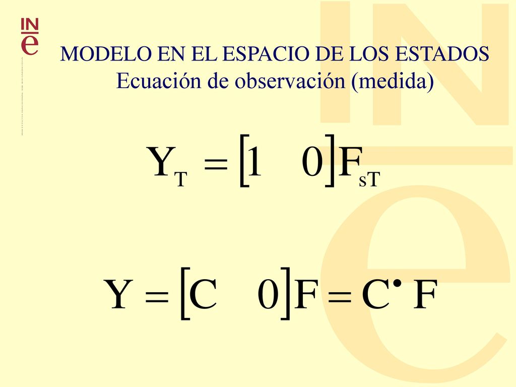 MODELO EN EL ESPACIO DE LOS ESTADOS Ecuación de observación (medida)