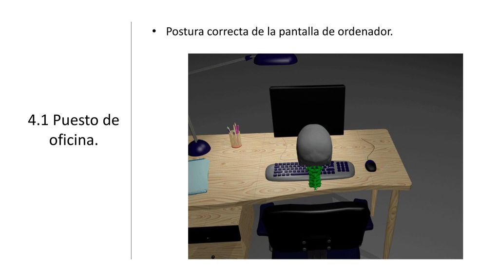 Postura correcta de la pantalla de ordenador.