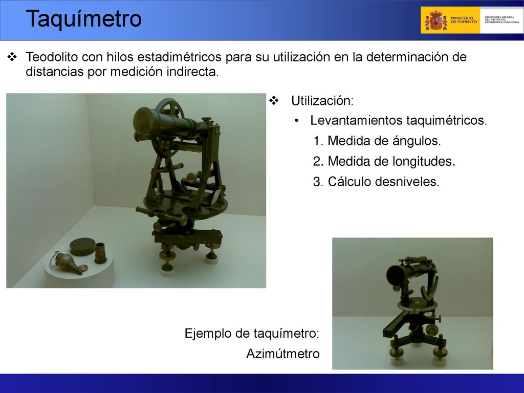 Taquímetro Teodolito con hilos estadimétricos para su utilización en la determinación de distancias por medición indirecta.