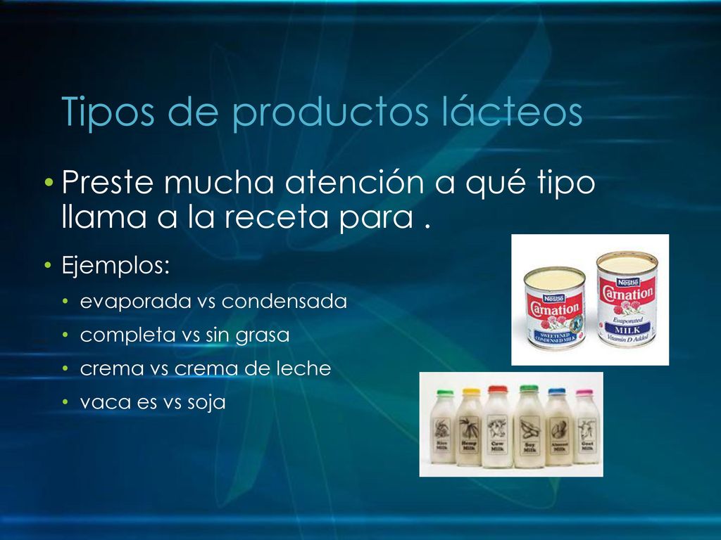 Tipos de productos lácteos