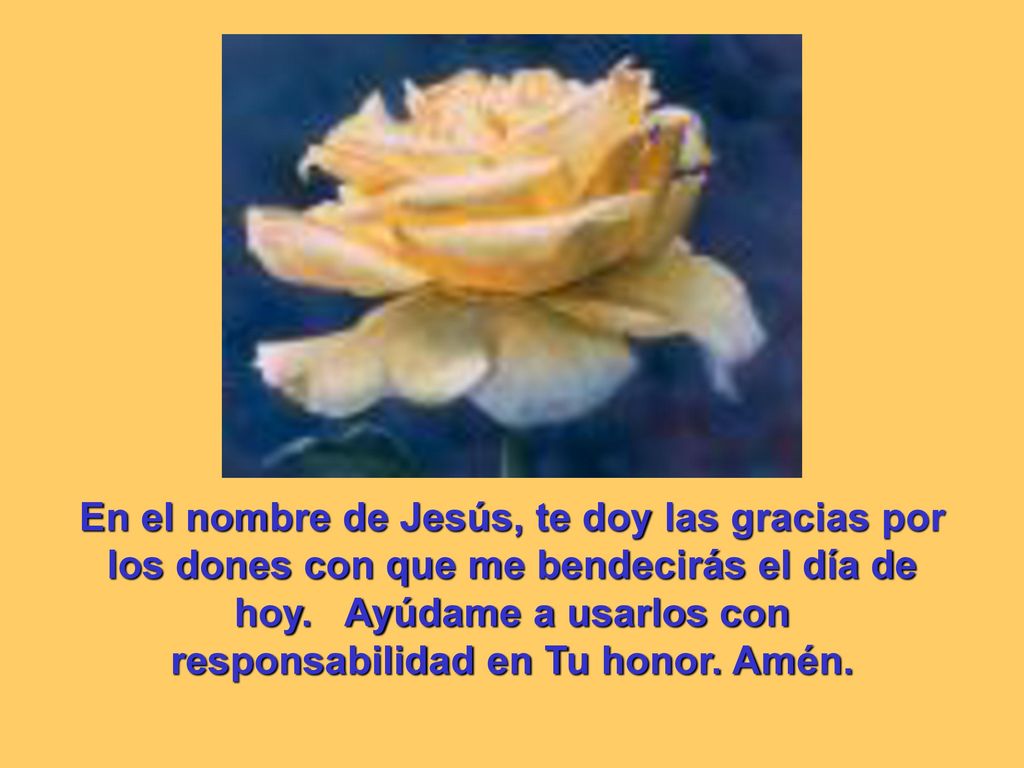 En el nombre de Jesús, te doy las gracias por los dones con que me bendecirás el día de hoy.