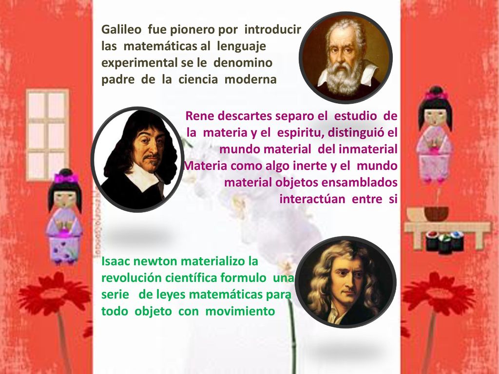 Galileo fue pionero por introducir las matemáticas al lenguaje experimental se le denomino padre de la ciencia moderna