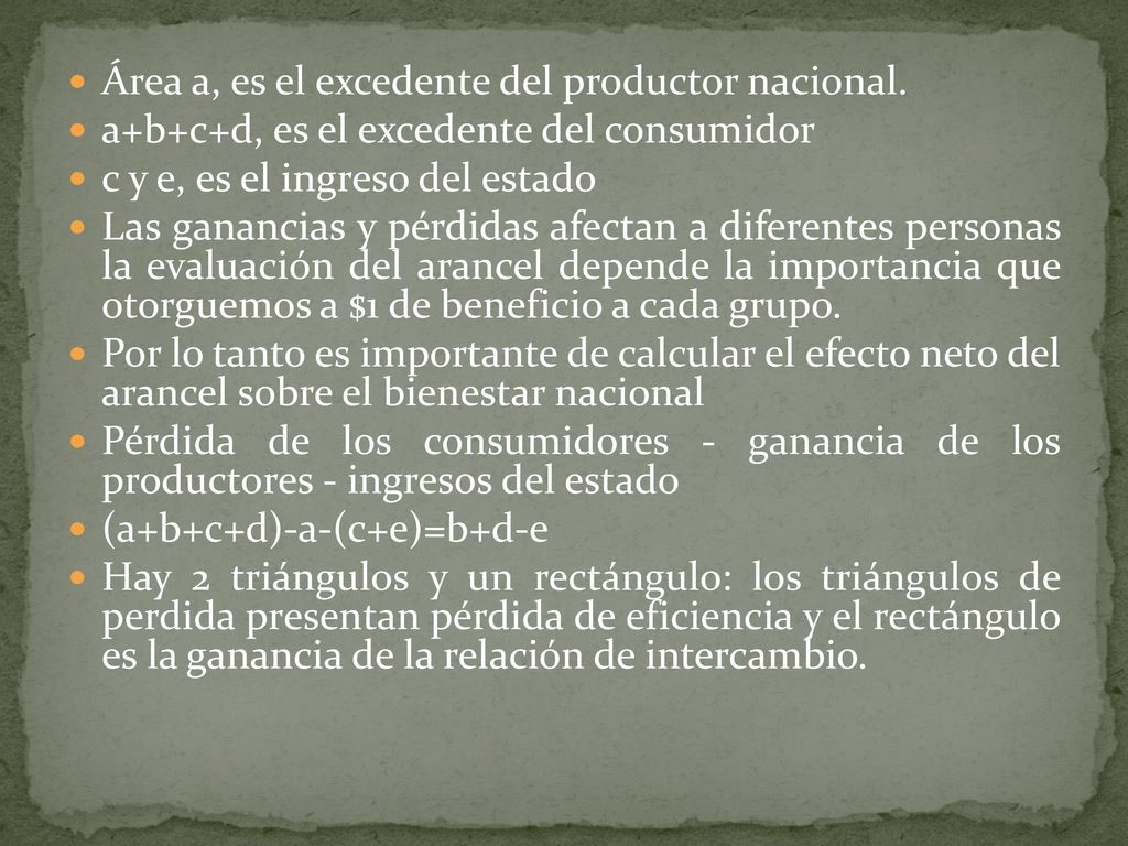 Área a, es el excedente del productor nacional.