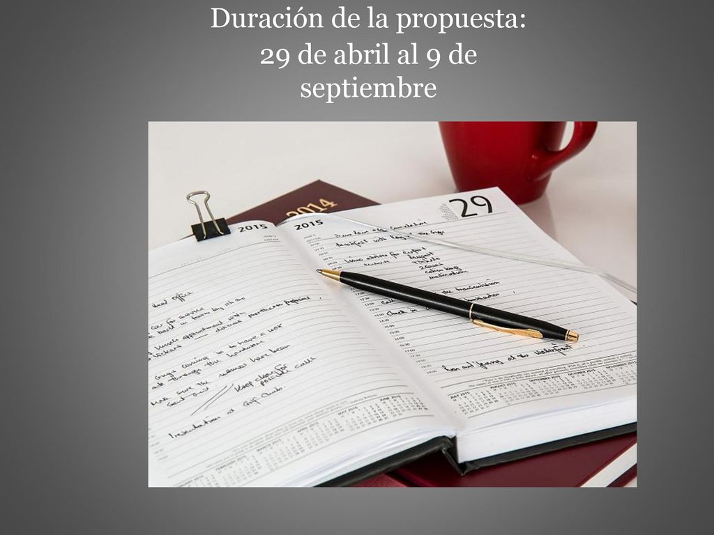 Duración de la propuesta: 29 de abril al 9 de septiembre