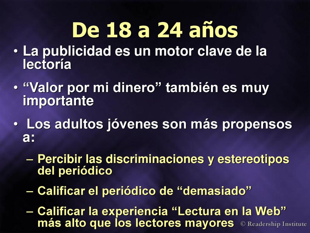 De 18 a 24 años La publicidad es un motor clave de la lectoría