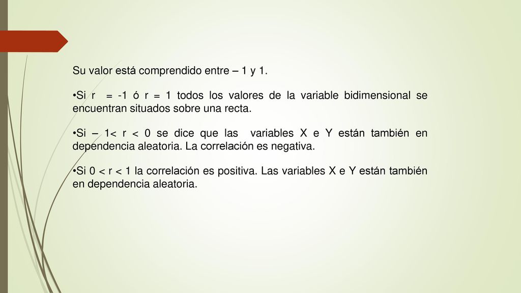 Su valor está comprendido entre – 1 y 1.