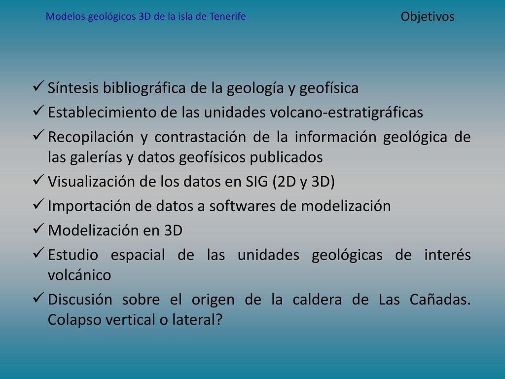 Geological 3D models for the central part of Tenerife island
