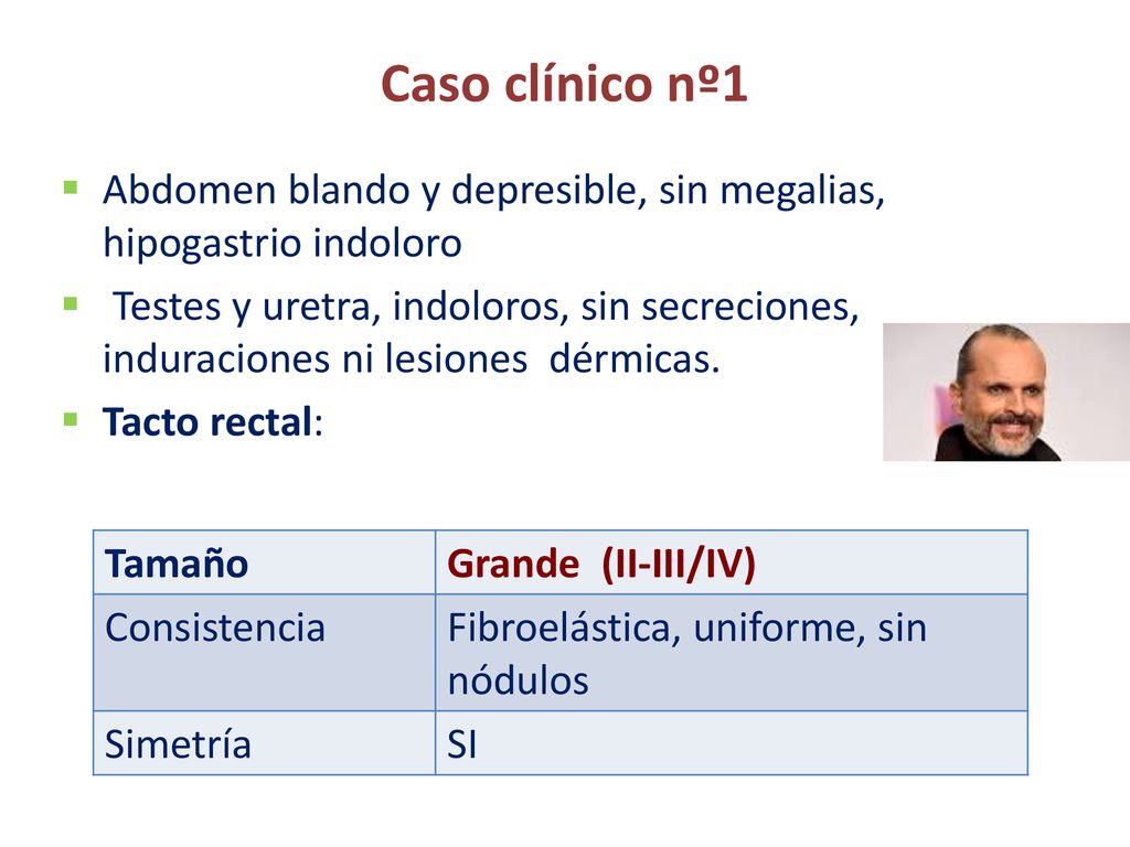 Caso clínico nº1 Abdomen blando y depresible, sin megalias, hipogastrio indoloro.