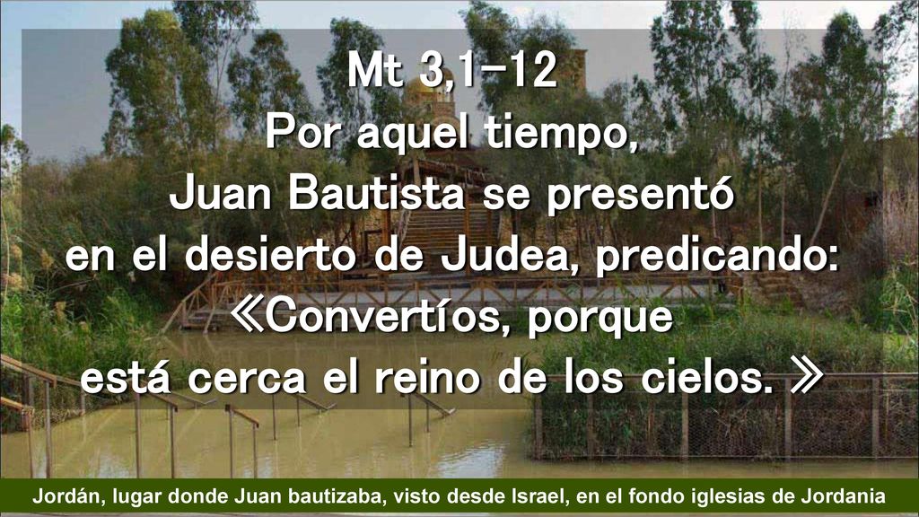 Mt 3,1-12 Por aquel tiempo, Juan Bautista se presentó en el desierto de Judea, predicando: «Convertíos, porque está cerca el reino de los cielos. »