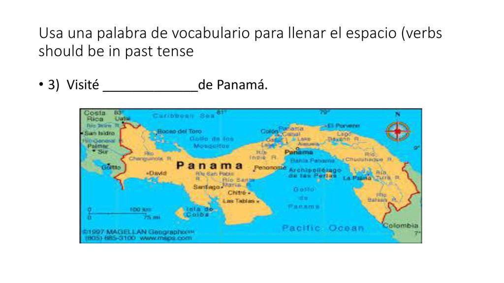 Usa una palabra de vocabulario para llenar el espacio (verbs should be in past tense