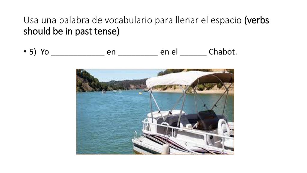 Usa una palabra de vocabulario para llenar el espacio (verbs should be in past tense)