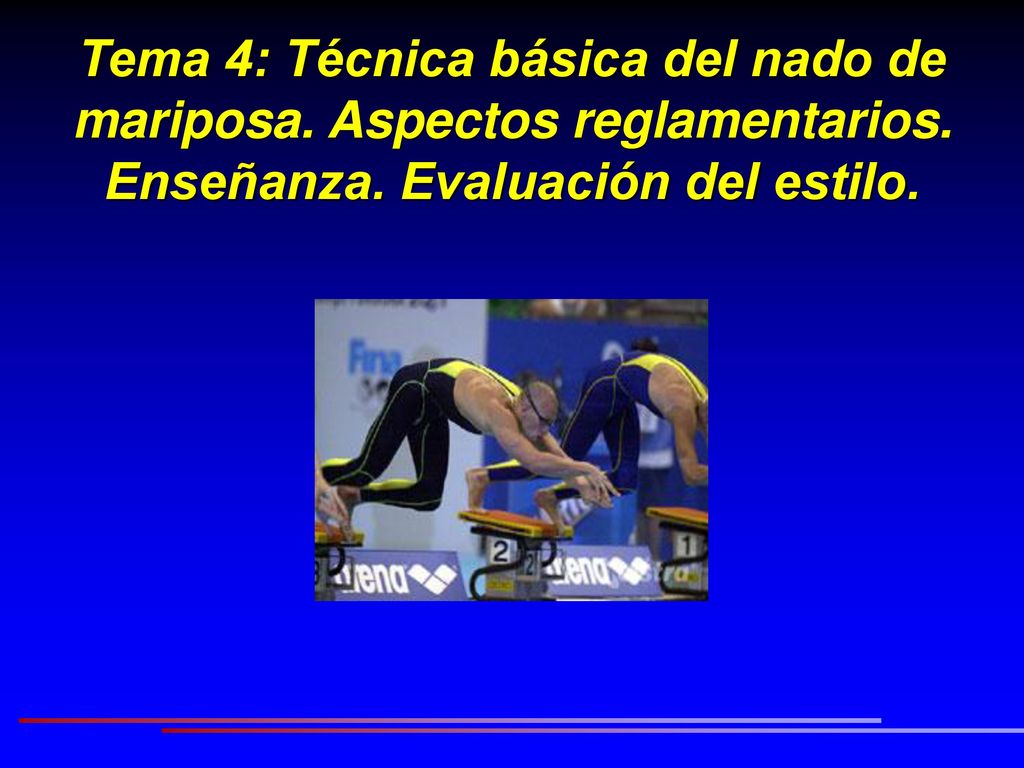 Tema 4: Técnica básica del nado de mariposa. Aspectos reglamentarios
