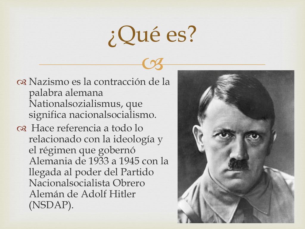 ¿Qué es Nazismo es la contracción de la palabra alemana Nationalsozialismus, que significa nacionalsocialismo.
