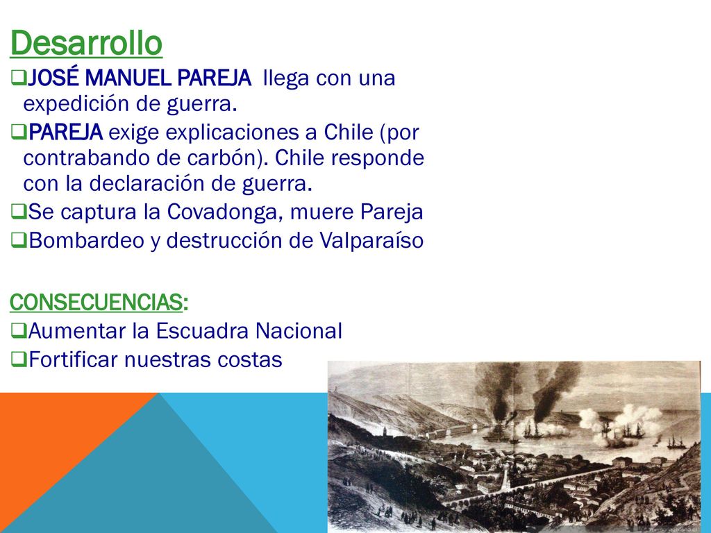 Desarrollo JOSÉ MANUEL PAREJA llega con una expedición de guerra.
