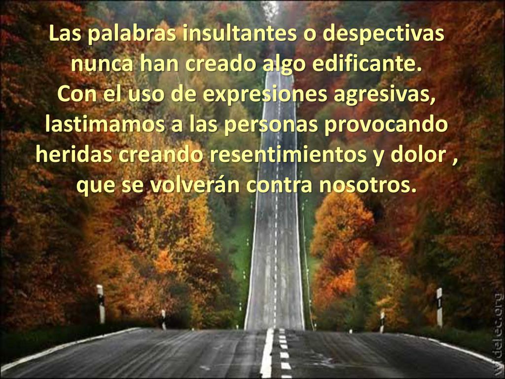 Las palabras insultantes o despectivas nunca han creado algo edificante.