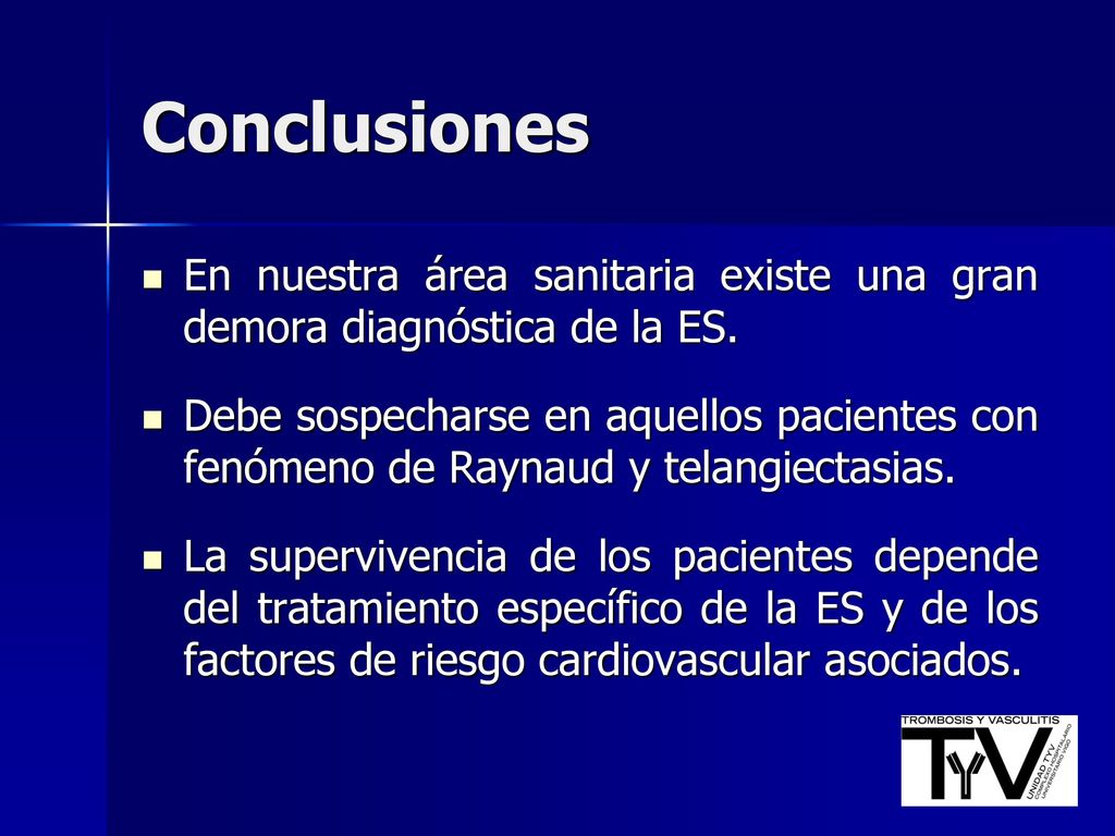 Conclusiones En nuestra área sanitaria existe una gran demora diagnóstica de la ES.