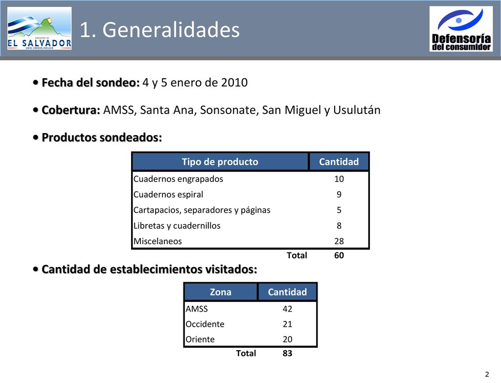 1. Generalidades Fecha del sondeo: 4 y 5 enero de 2010