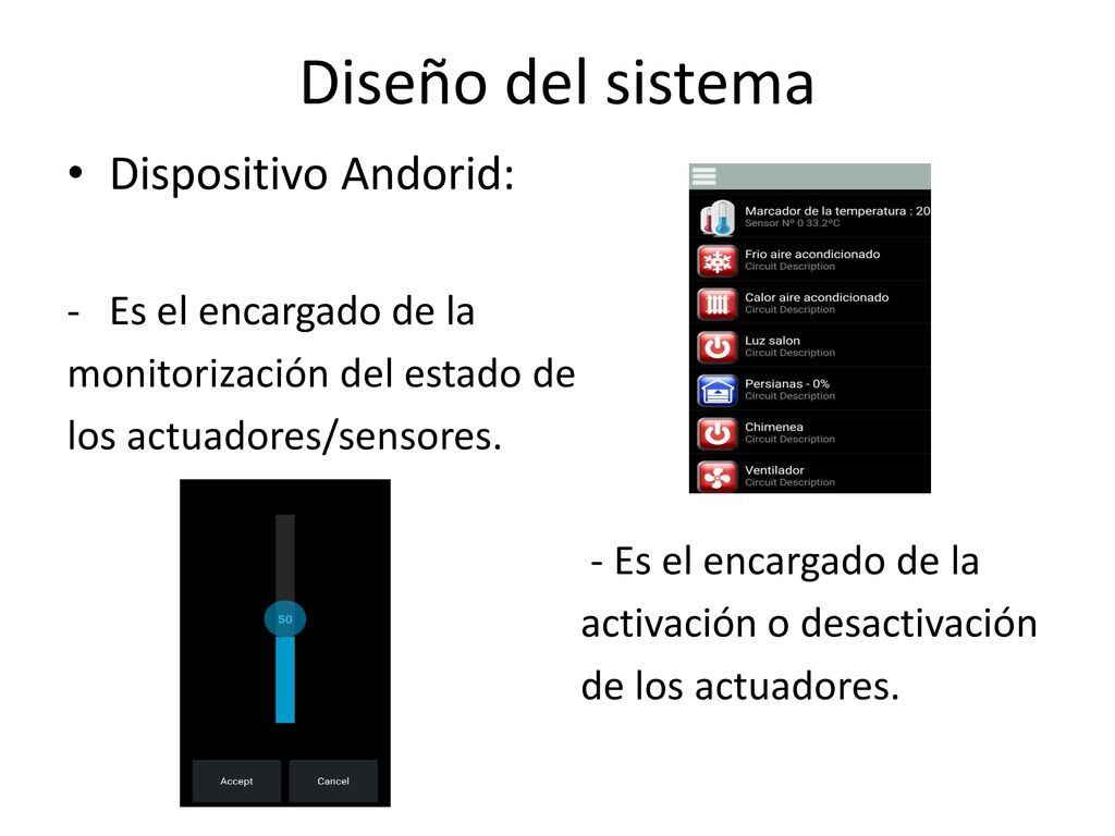Diseño del sistema Dispositivo Andorid: Es el encargado de la