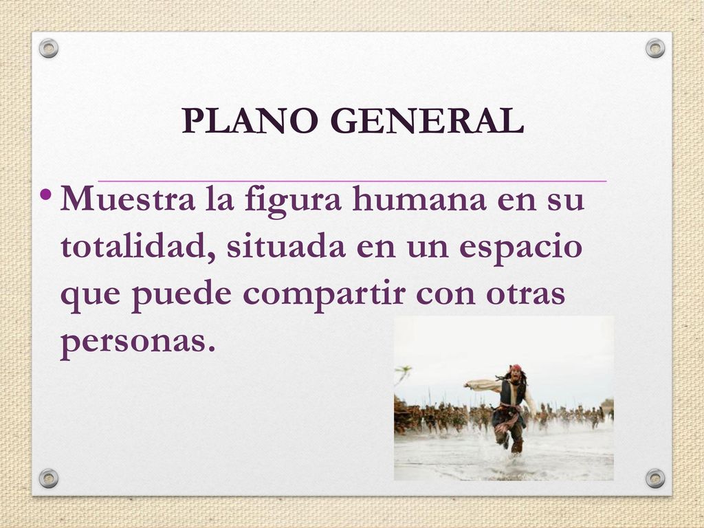 PLANO GENERAL Muestra la figura humana en su totalidad, situada en un espacio que puede compartir con otras personas.