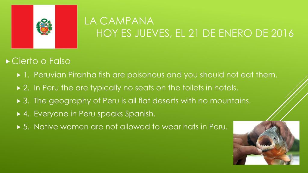La campana hoy es jueves, el 21 de enero de 2016